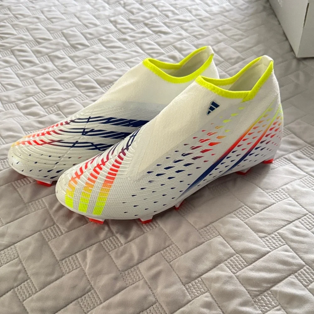 adidas White Laceless Soccer Cleats NWT